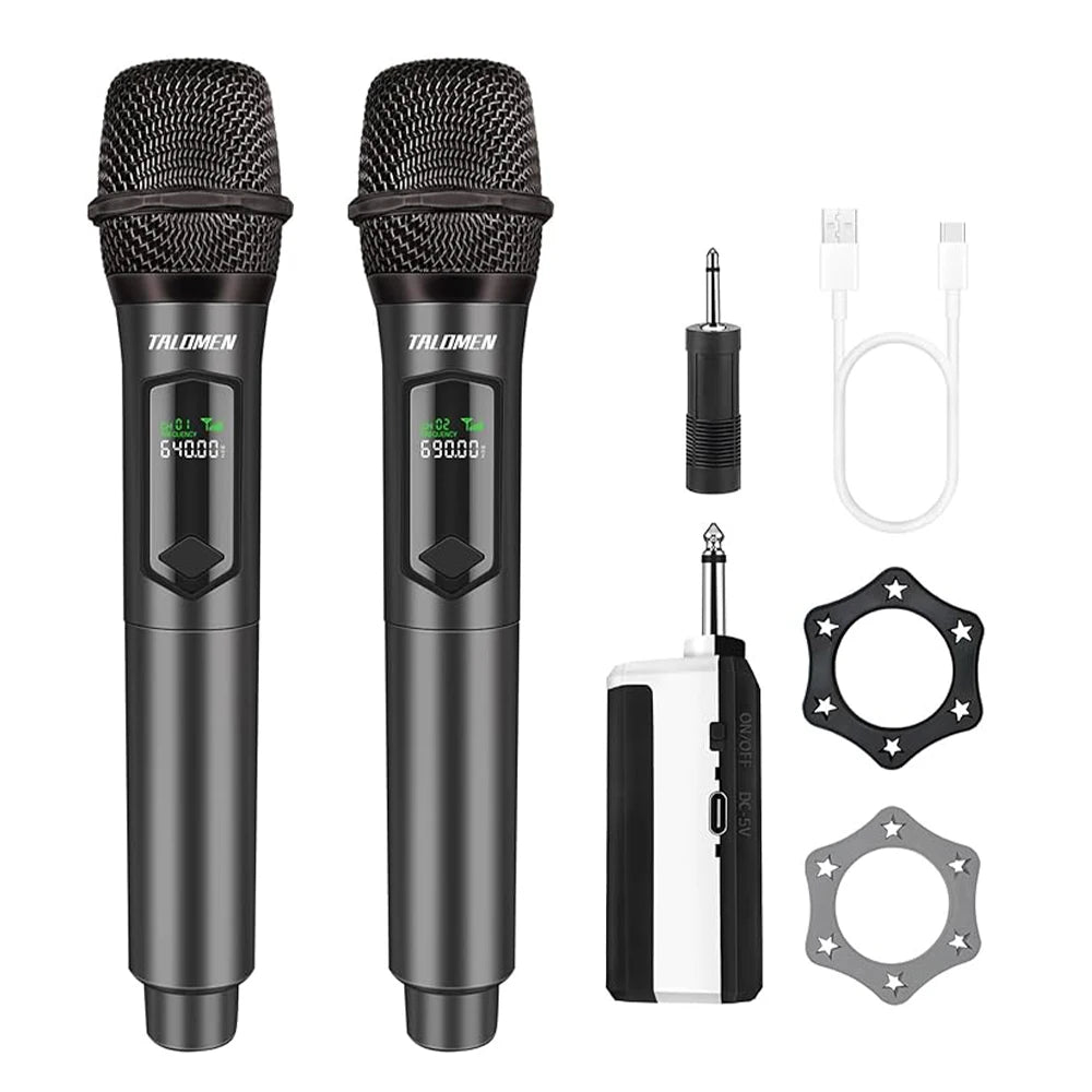 Talomen Wireless Microphone, Professional, Dual Handheld