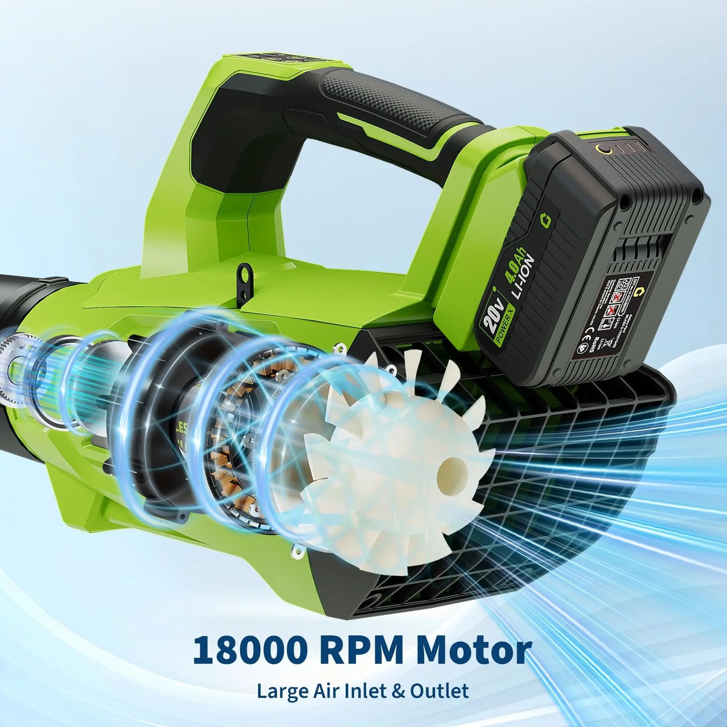 HiMISS 20V Cordless Leaf Blower 700CFM