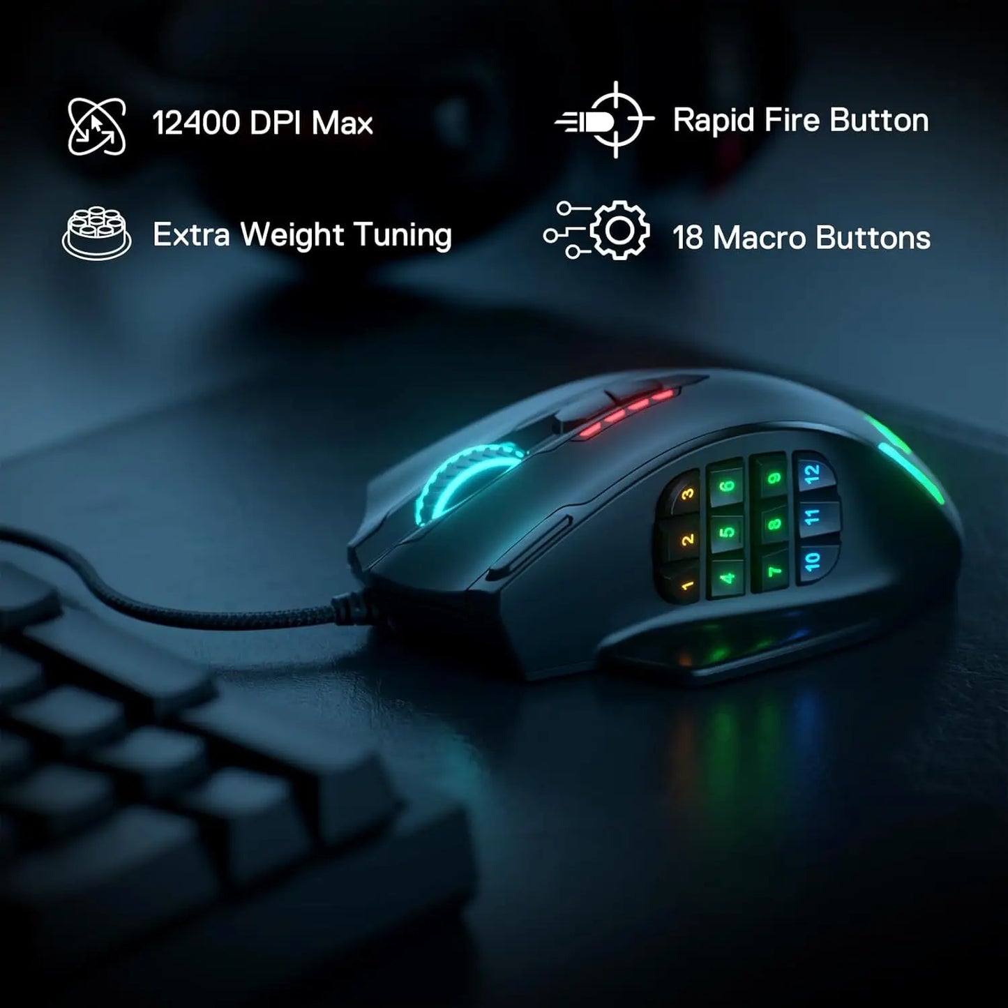 Redragon M908 RGB Backlight LED USB Wired Gaming Mouse