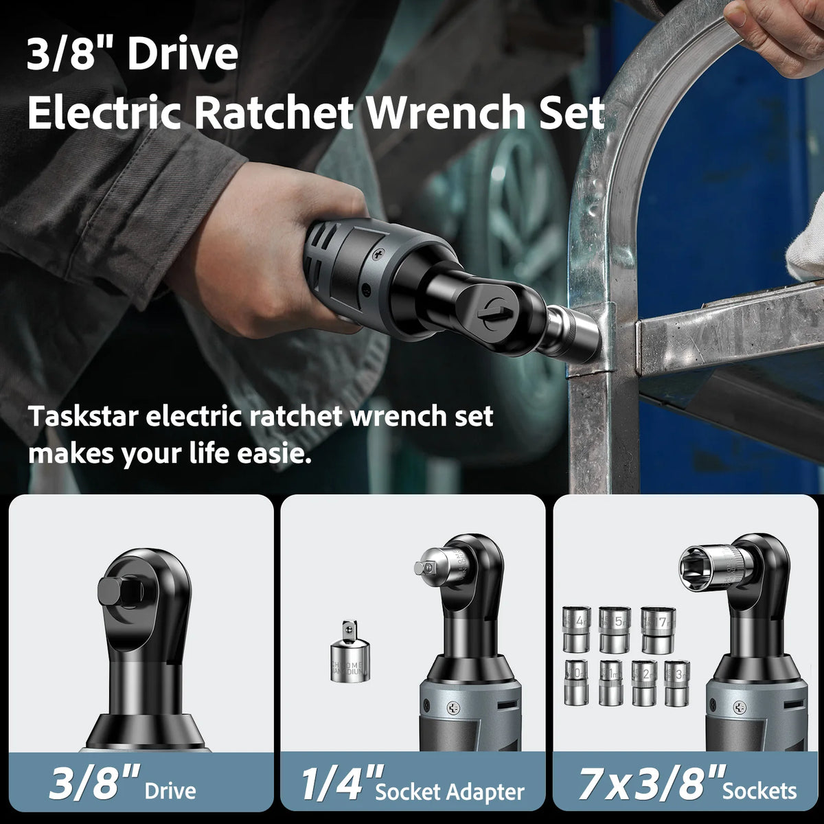 TaskStar Cordless Ratchet Wrench 3/8-inch Handheld