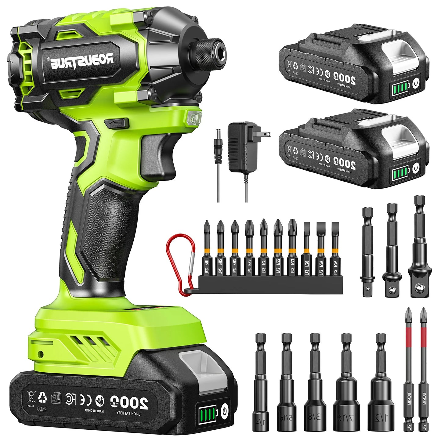 Robustrue Electric Screwdriver 21V 1/4" Hex Cordless Impact Drive