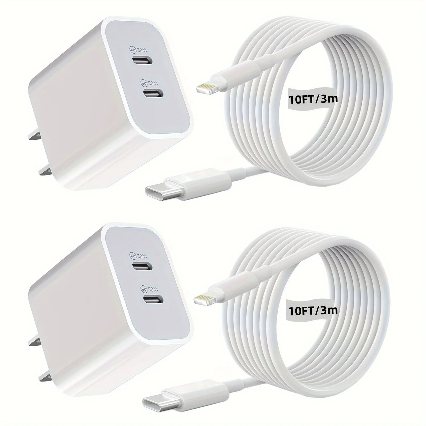 JAYUANONE 2Packs For iPhone Charger Fast Charging, 20W Dual USB C Wall Charger