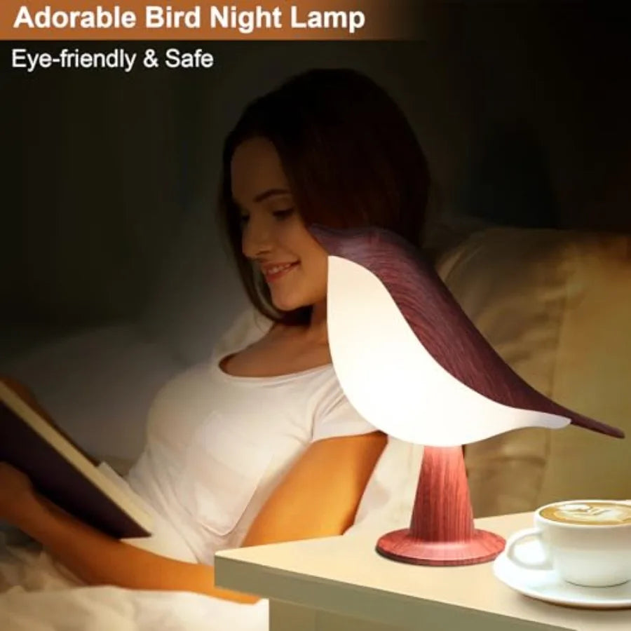 Bird Desk Lamp, Small Table Lamp Cordless Touch Dimmable Night Light