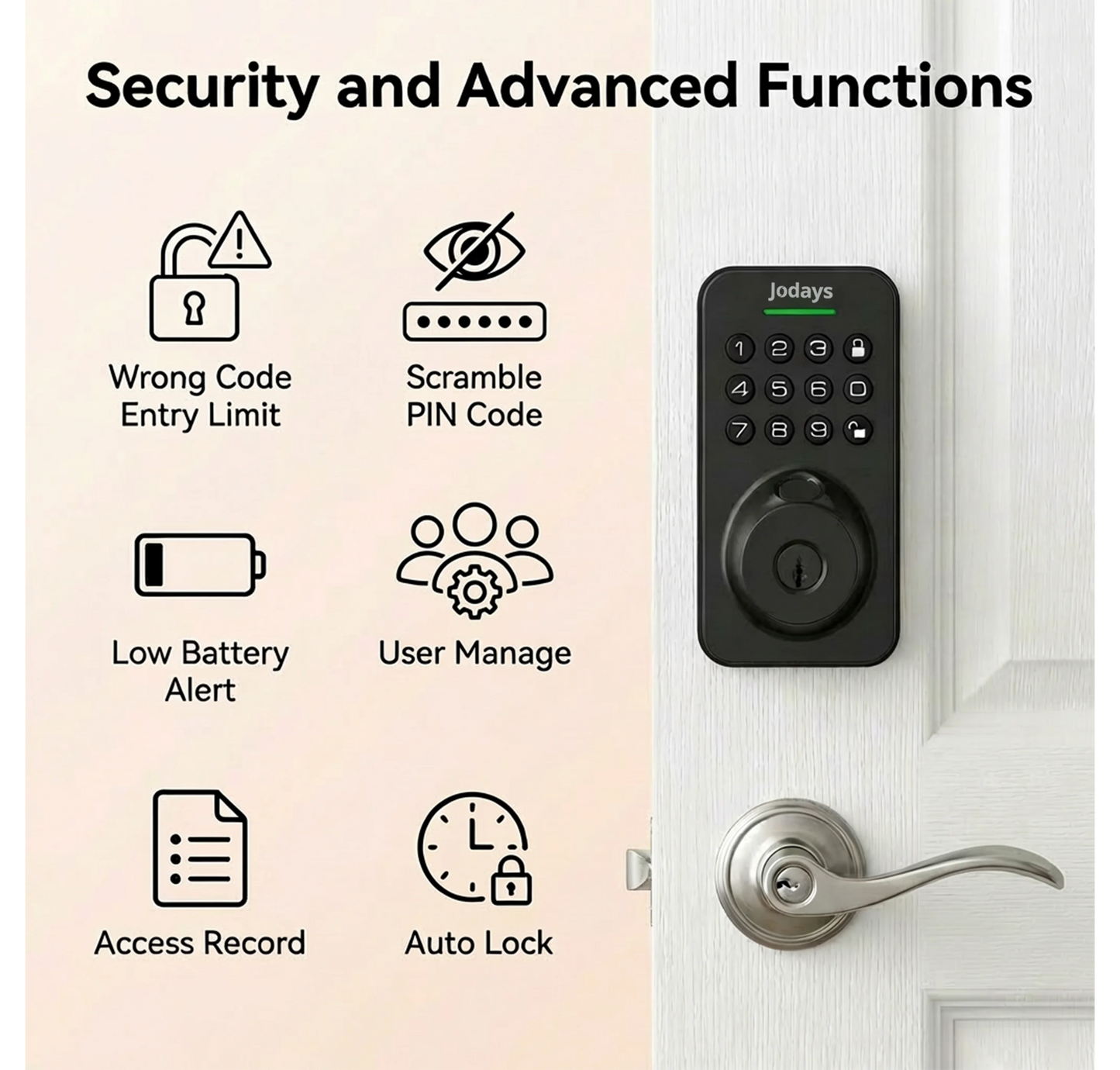 Jodays Smart Deadbolt Lock with Fingerprint & Keypad
