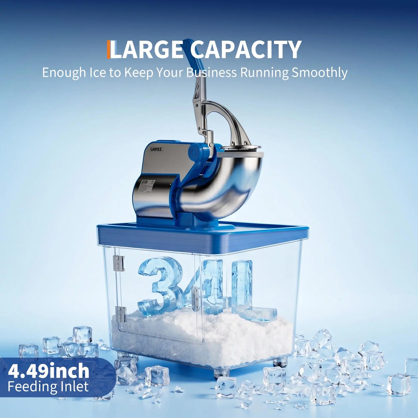 GARVEE 750LBS/H Commercial Ice Shaver Crusher, 4 Stainless Steel Blades