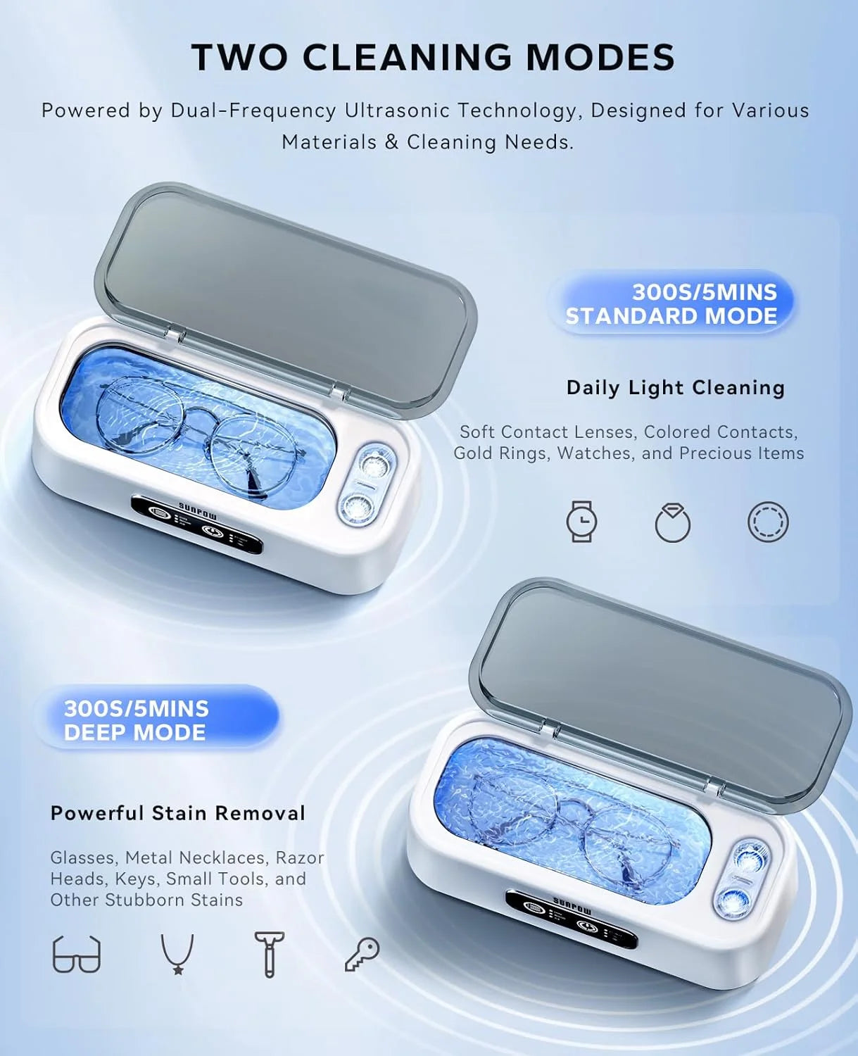 SUNPOW Ultrasonic Jewelry Cleaner Machine