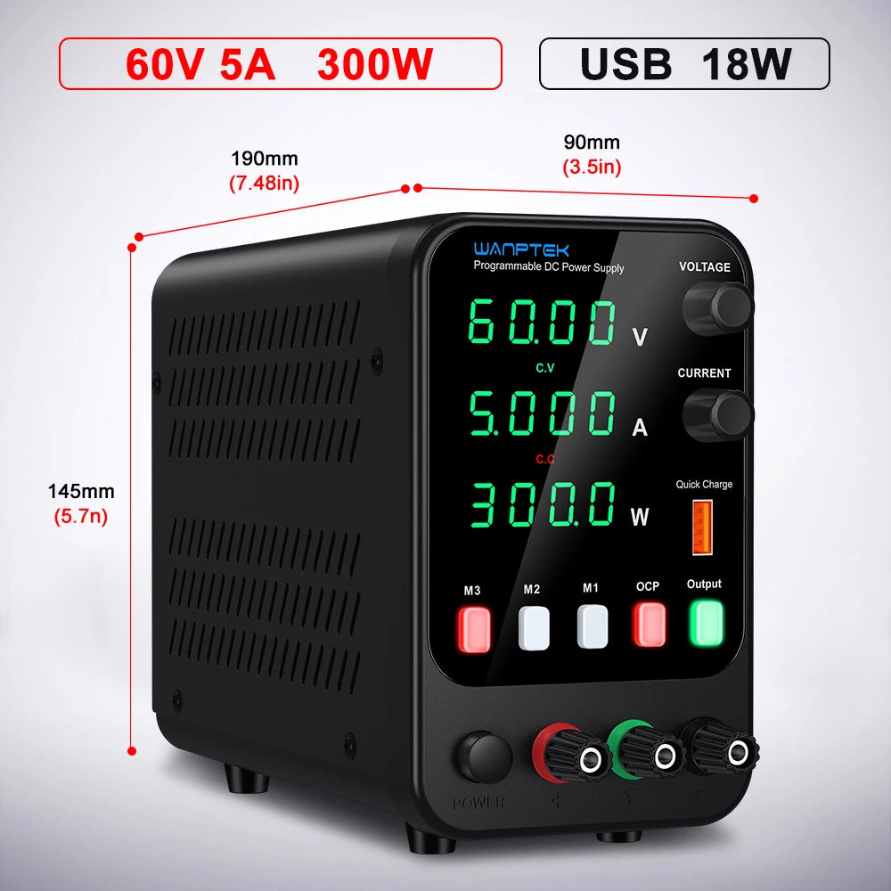 Wanptek Lab Bench Power Supply  120V 3A Adjustable Voltage