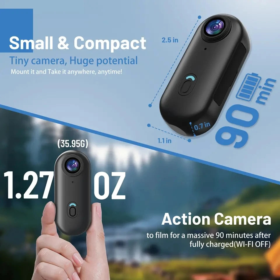 KIDKD 4K Mini Body Camera 64GB Action Cam with Audio & Video