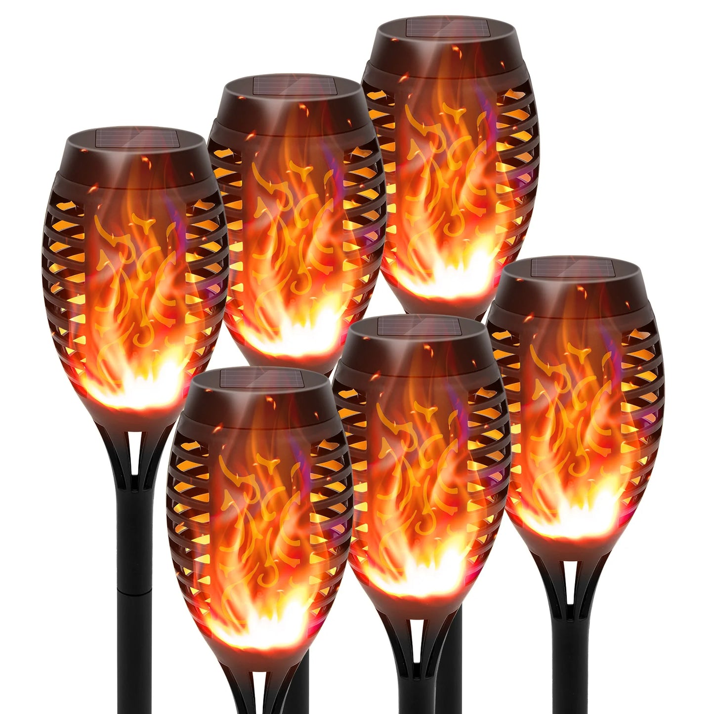 4/6/8/12Pcs Solar Flame Torch Light LED Flickering Outdoor