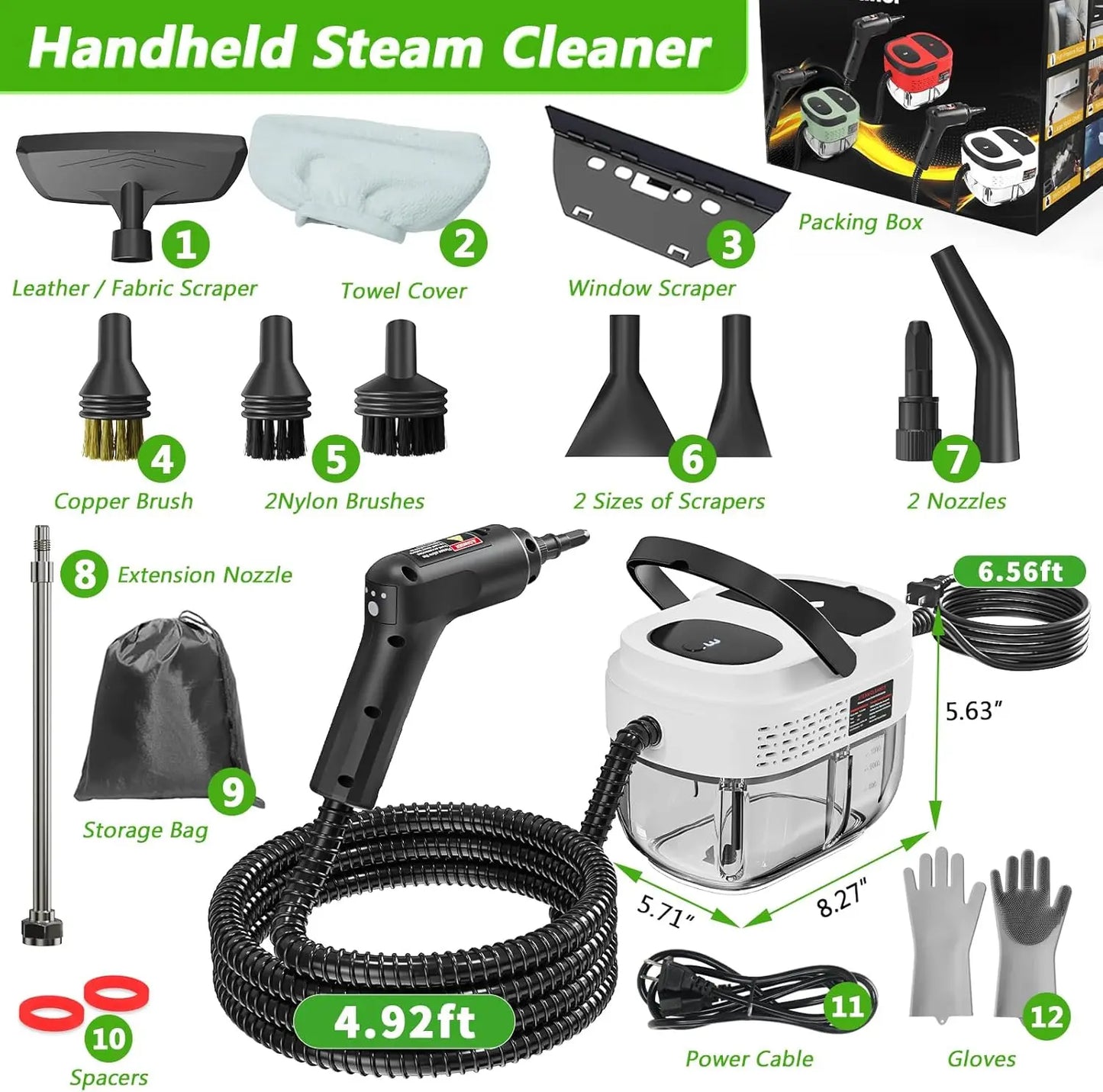 Handheld Steam Cleaner, 2500W High Pressure Steamer