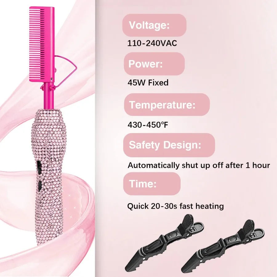 GOIPLE 3-In-1 Electric Hot Press Straightening Curler Comb Set