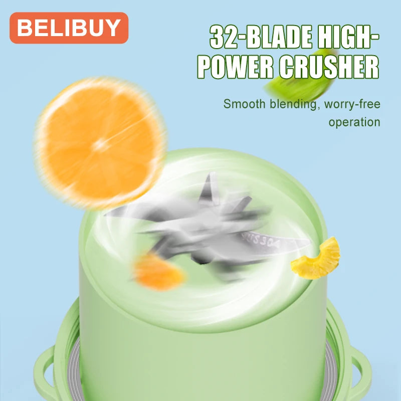 BELIBUY 500/1300ML Electric Juicer Cup 6 Blades Blender
