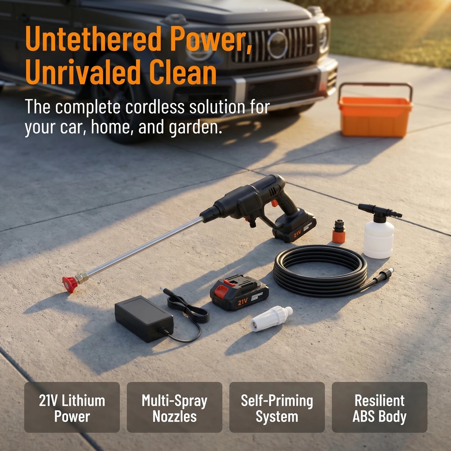 Cordless Pressure Washer, 30Bar Pressure Water Spray Gun