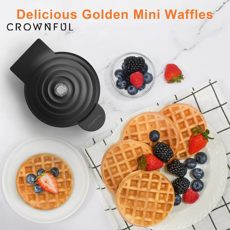 Crownful 350W Mini Waffle Maker Electric Breakfast Maker Multi Functional