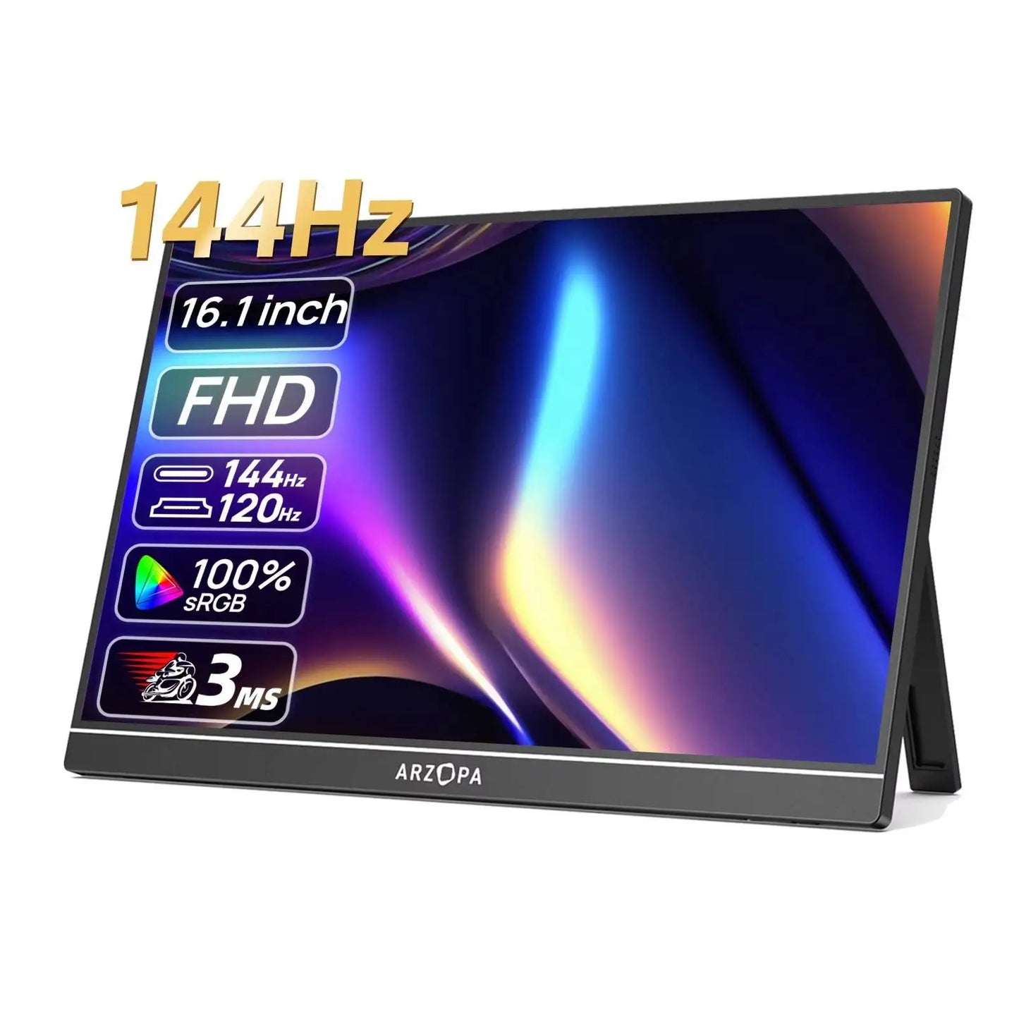 ARZOPA 16.1" Portable Gaming Monitor 144hz 100%sRGB