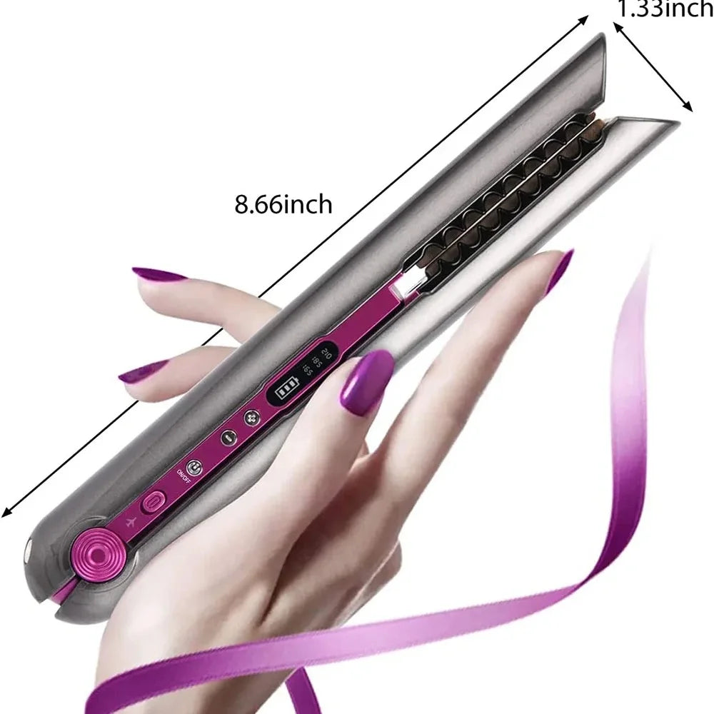 KIQUNE Portable Hair Straightener with Charging Base Wireless Straightening Iron Floating Plate and Comb PTC Hair Straightening Device