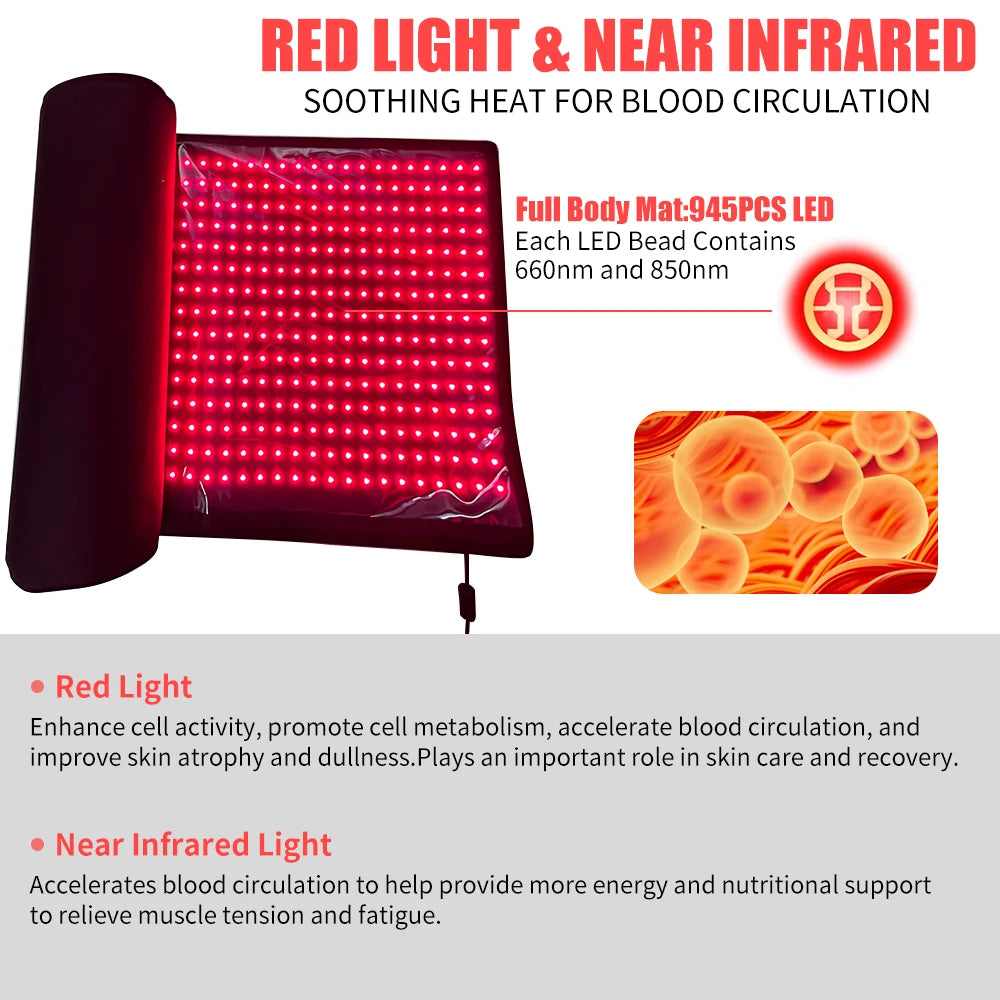 Red Light Mat Full Body 63" x 23.6" 945pcs LEDs