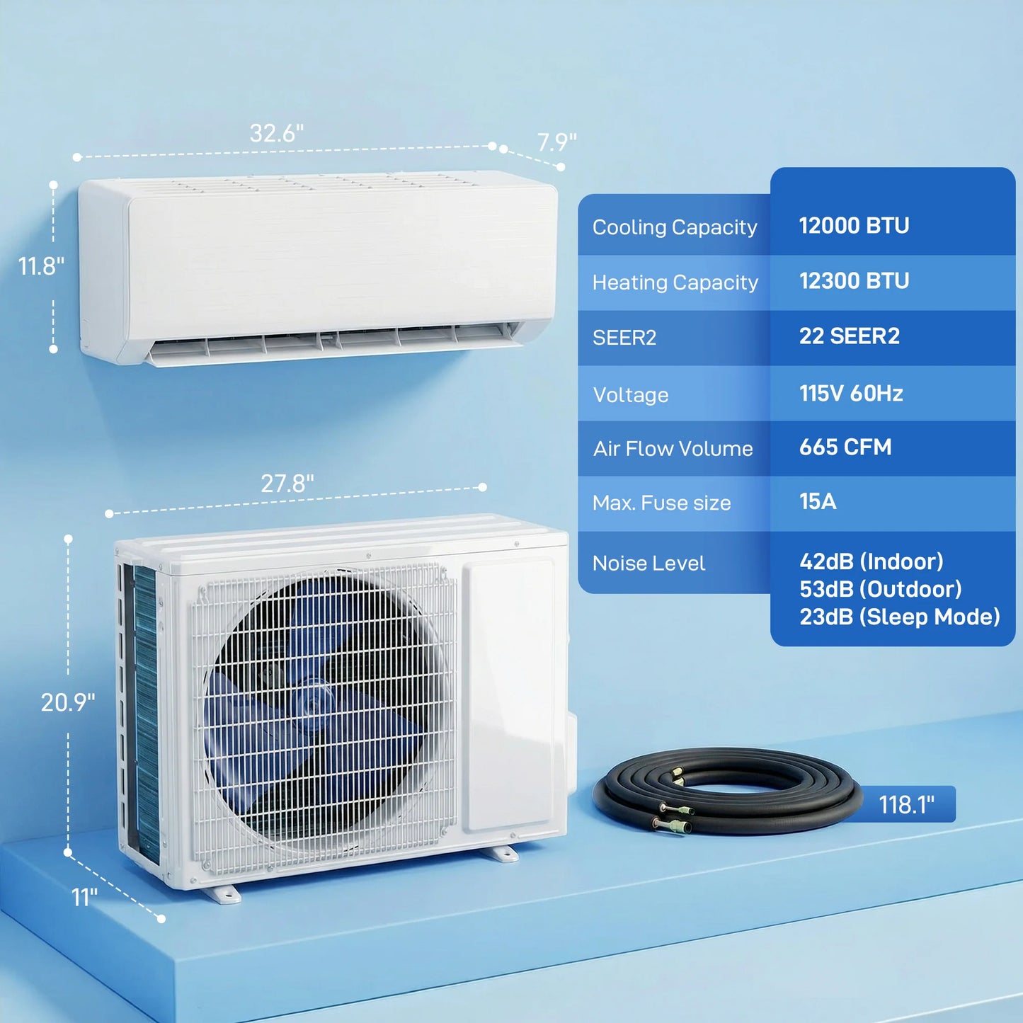 12000 BTU Mini Split AC/Heating System