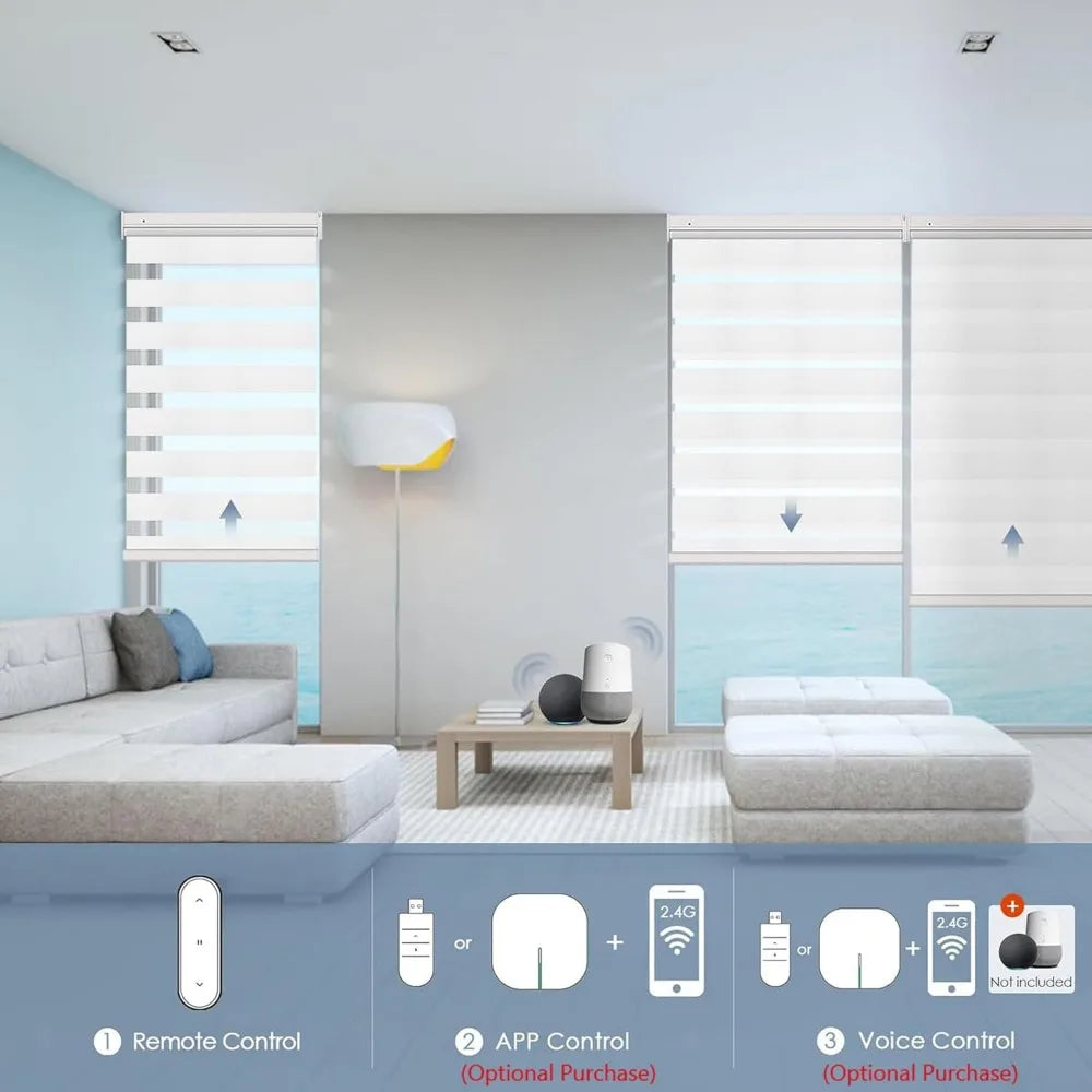 Motorized Zebra Blinds with Remote Control, Smart Blinds