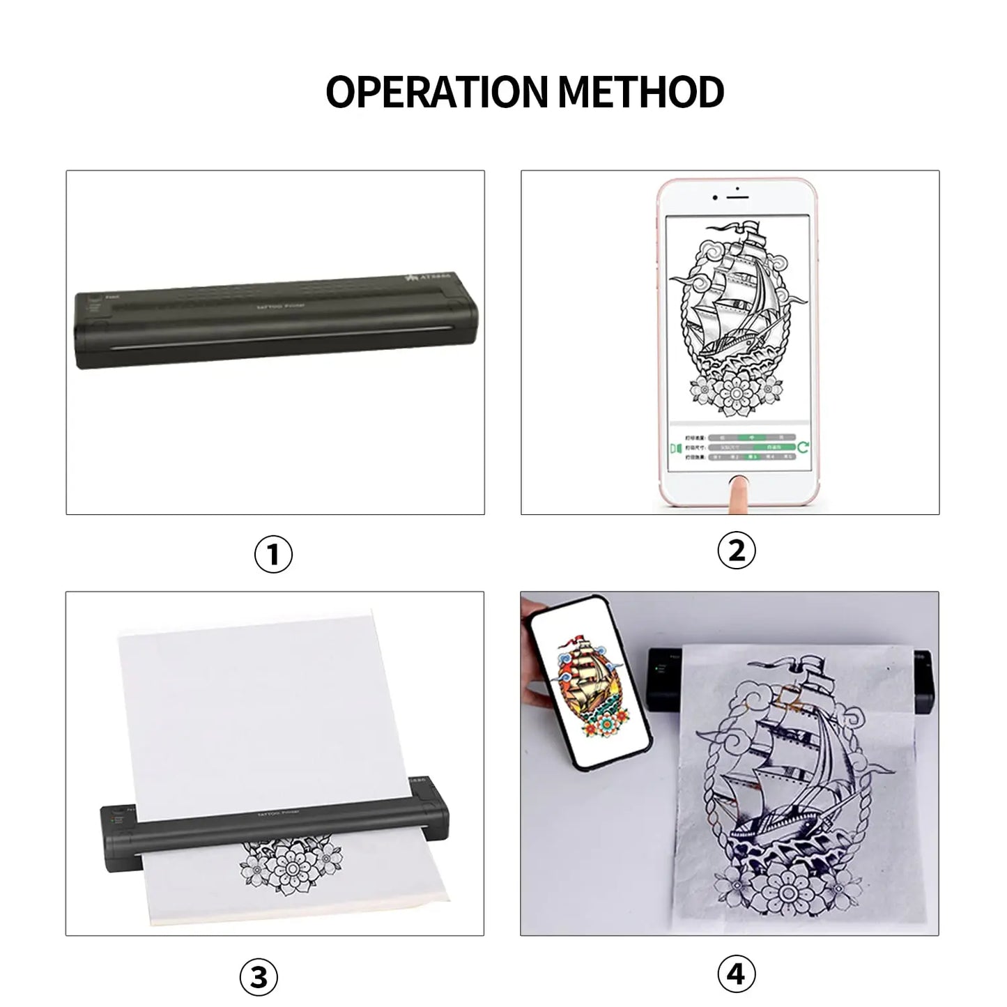 ATS886 Portable Tattoo  Printer, Cordless Tattoo Stencil Printer