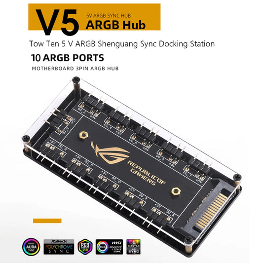 RGB Fan Hub ARGB Cable Splitter Hub Adapter