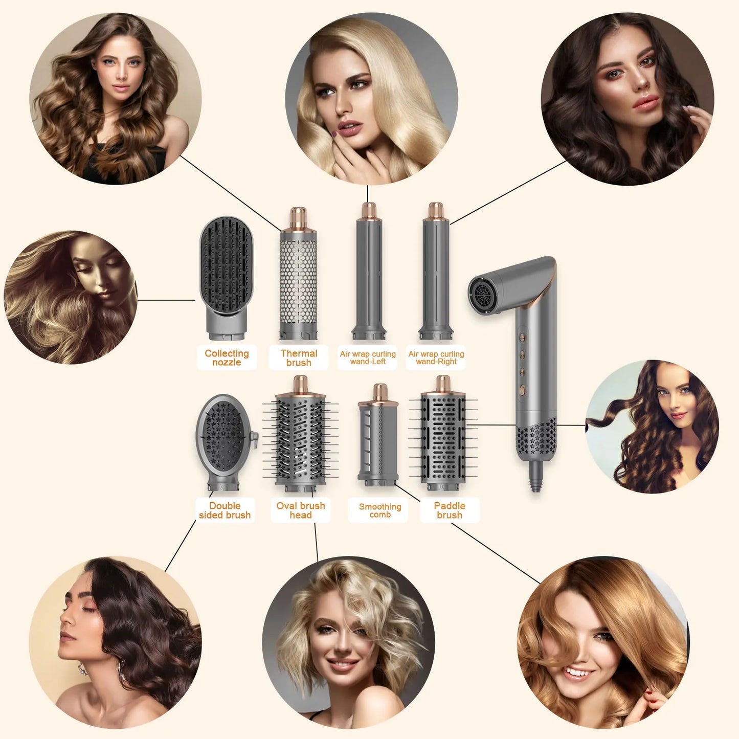 AVENHO 8 in 1 Handle Foldable Hair Dryer Portable