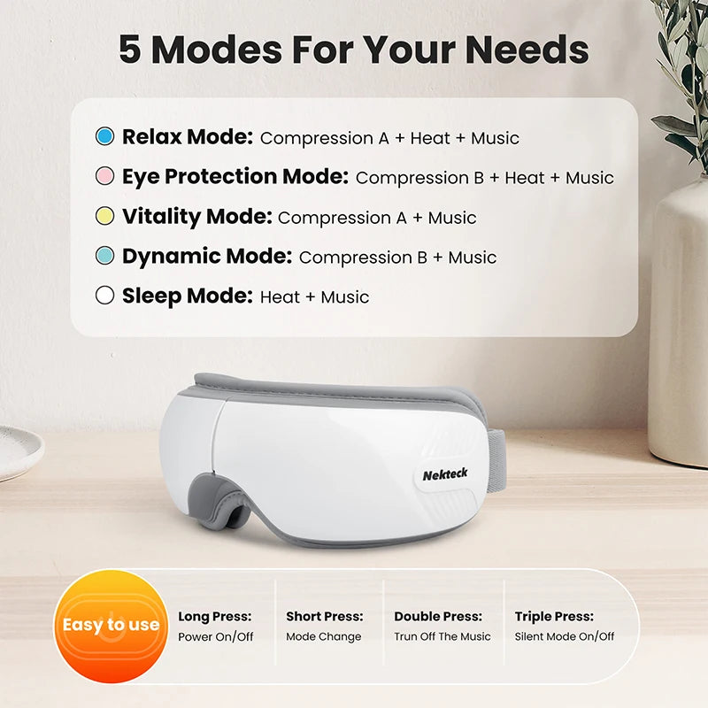 KEKTECK Eye Massager with Heat, Bluetooth Eye Mask for Migraine Relief