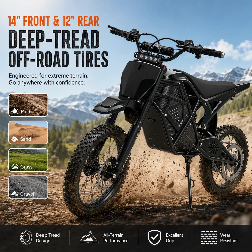 3000W Peak Electric Dirt Bike 48V 20.8Ah Battery 38MPH Adult