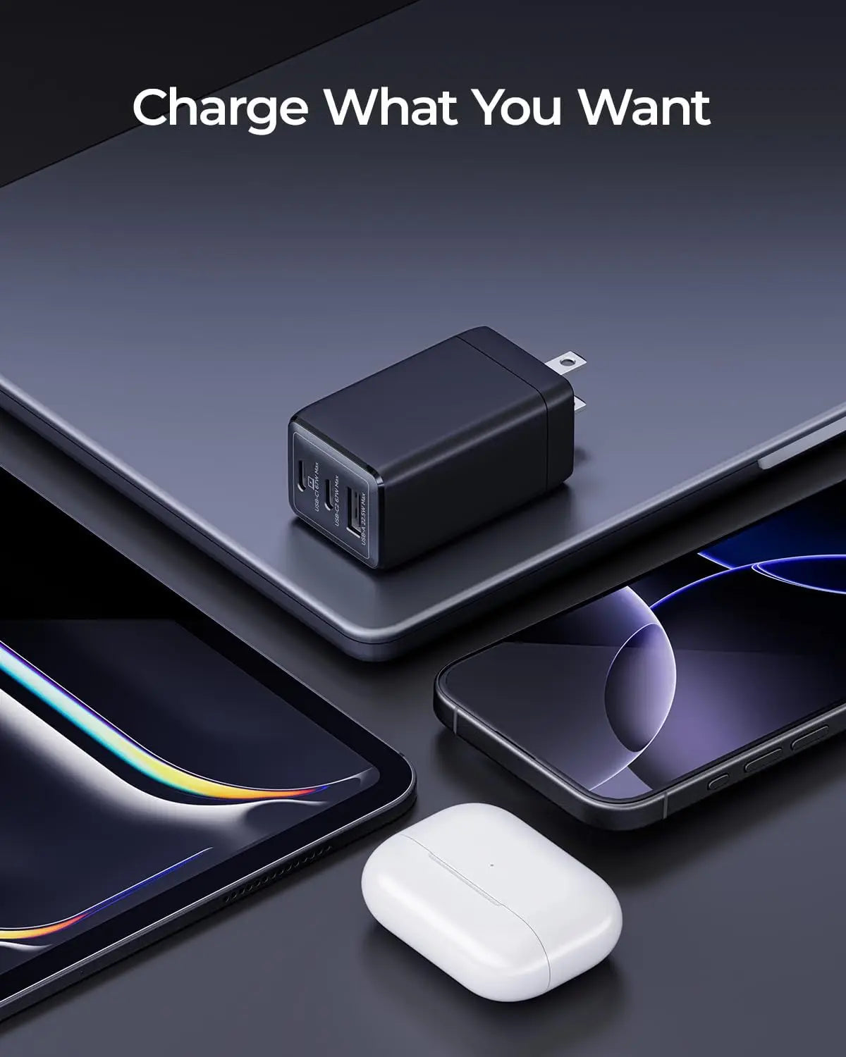 WEGEAR 67W USB C Charger 3-Port GaN Fast Charging Block