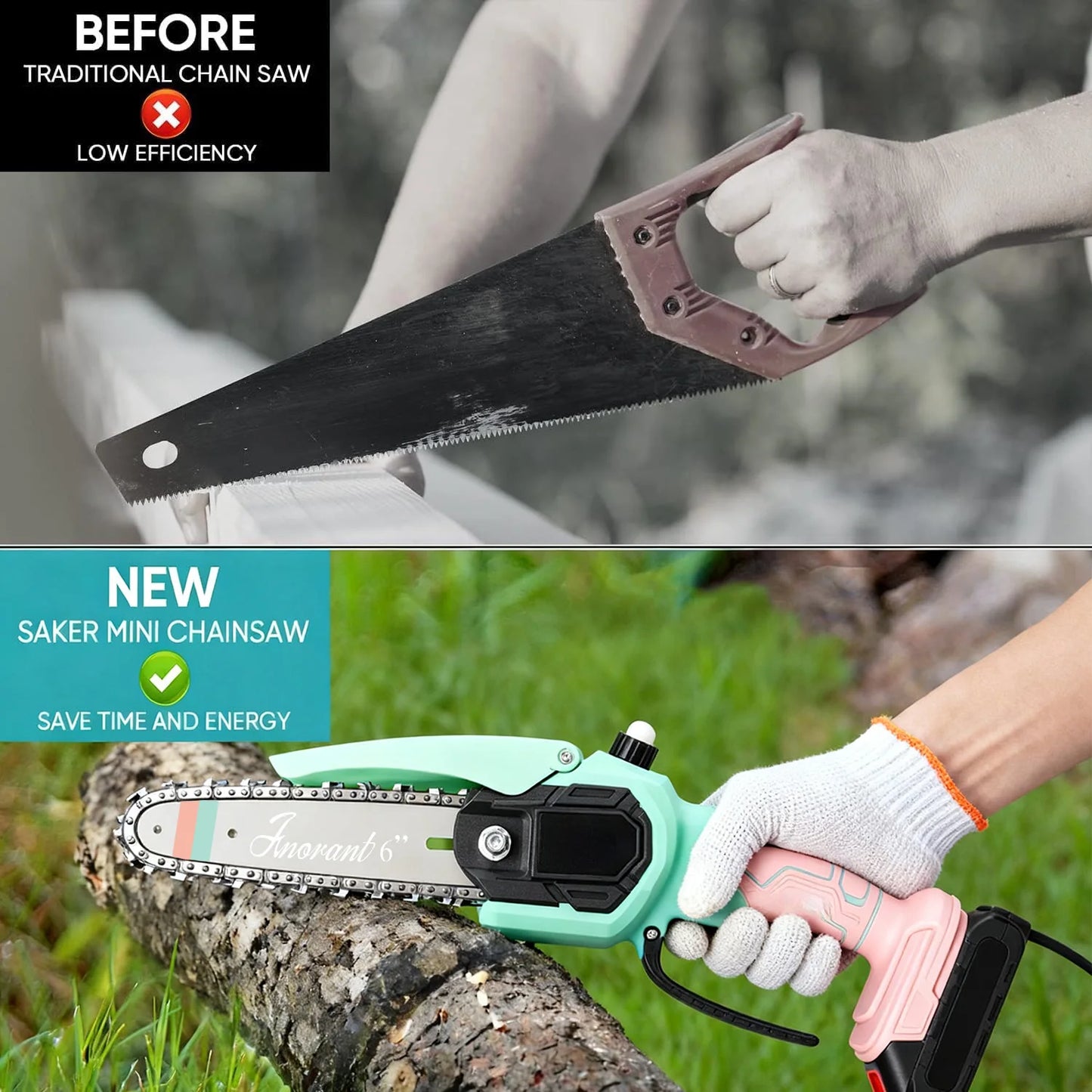 INORANT Mini Chainsaw Cordless Electric Chain Saws