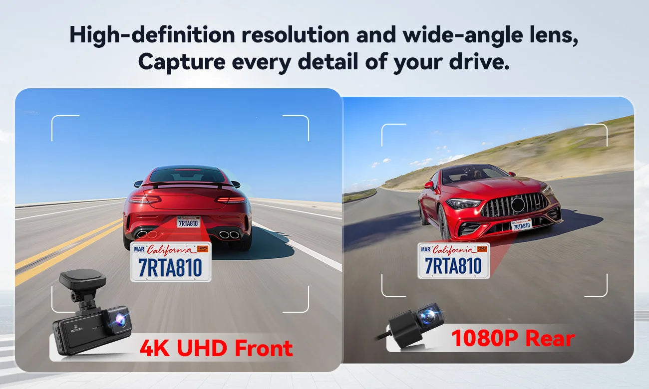 REDTIGER A8 4K Dual Dash Cam Front And Rear Car Camera