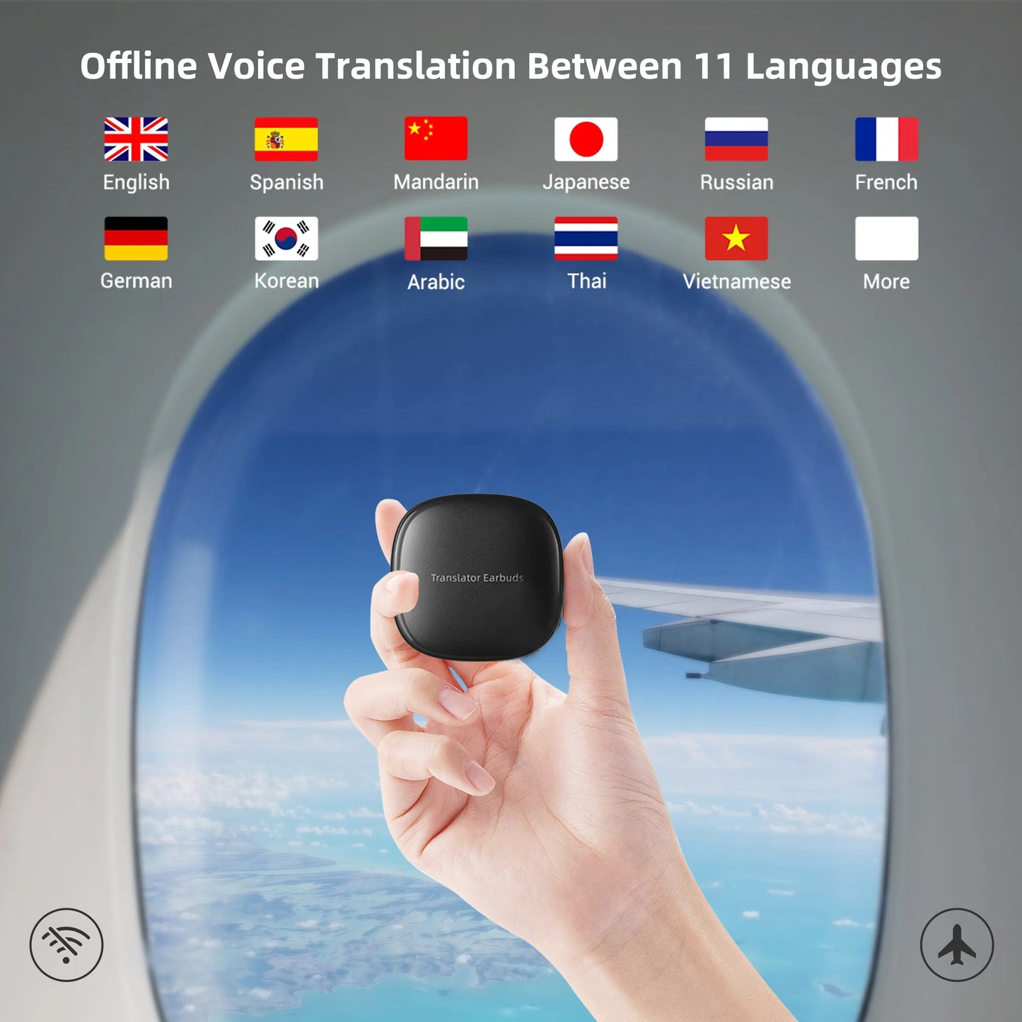 Wooask [M3] Translator Earbuds, Two-Way Offline Language Translator