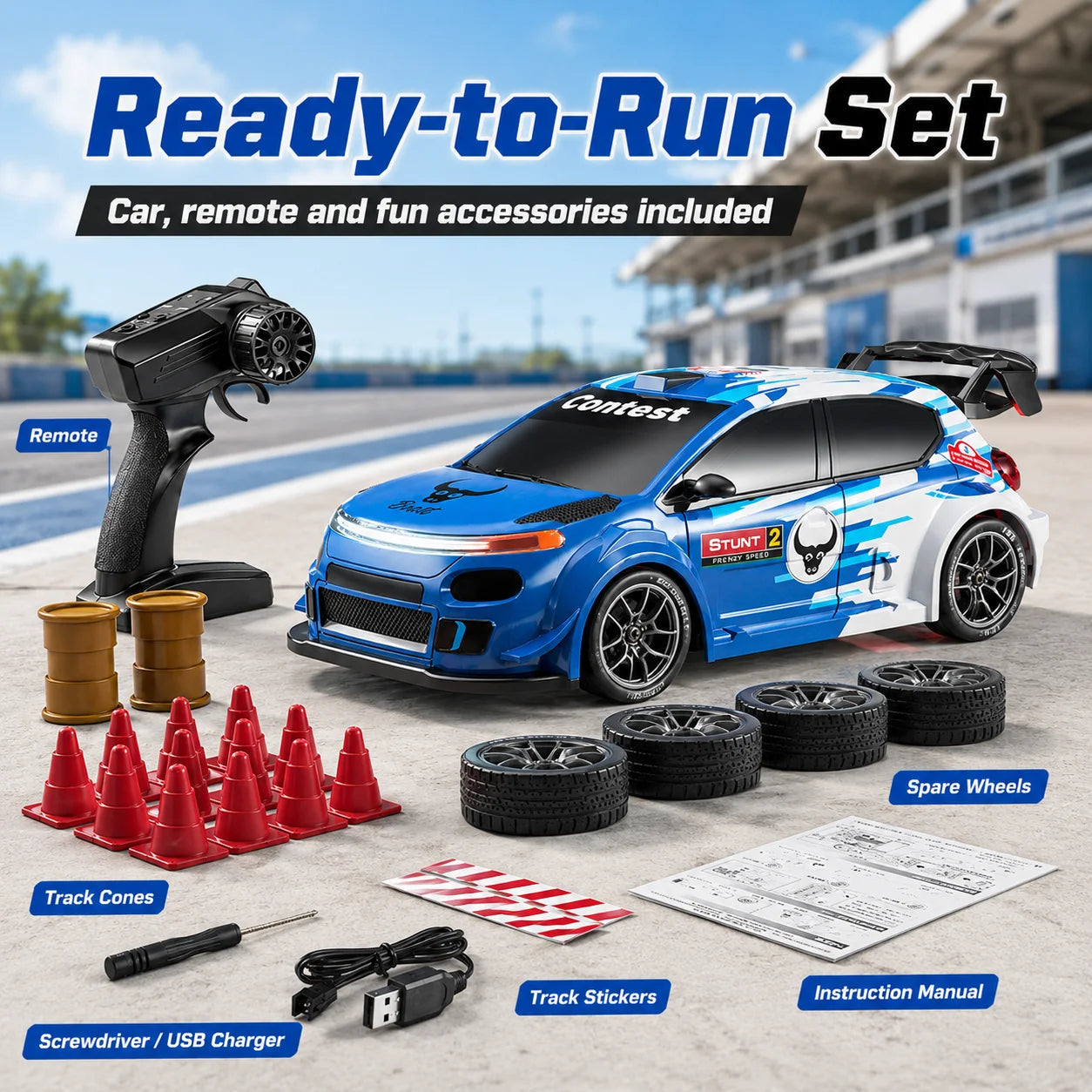 ZNLYRION SG718 1: 24 Scale 4WD RC Drift Car With Replaceable Racing Drift Tires