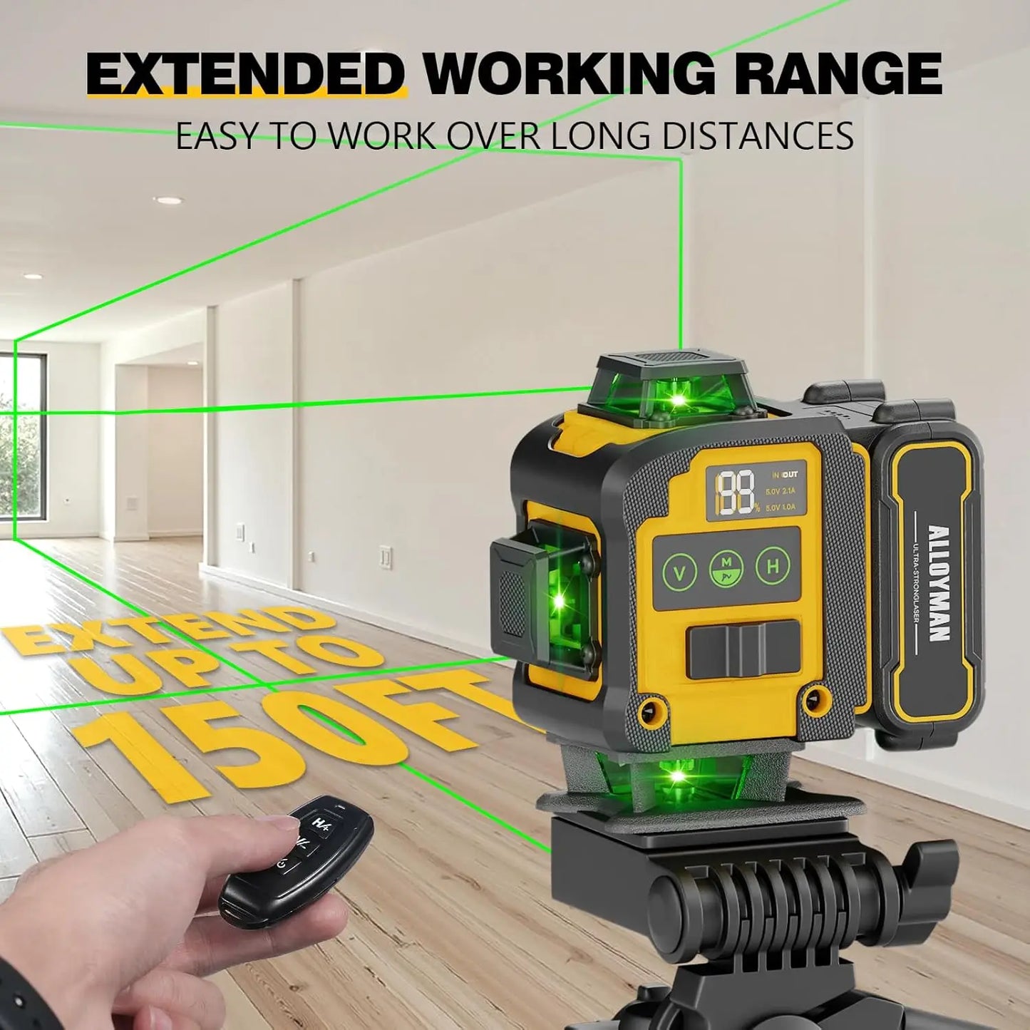 ALLOYMAN 4D Green Laser Level with Tripod