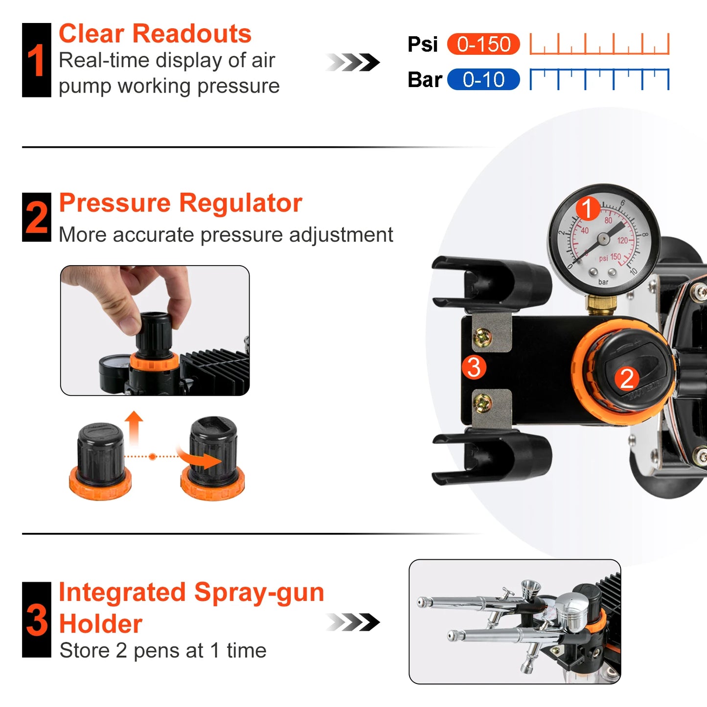 SucceBuy Professional Dual-Action Airbrush 120W Electric Spray Gun Air