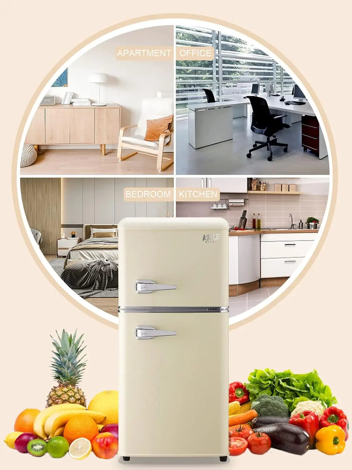 KRIB BLING 3.2 Cu.ft Compact Refrigerator, Mini Fridge with Freezer