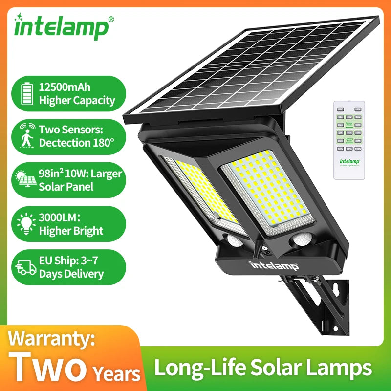 Intelamp 12500mAh 3000LM Solar Street Lights Lamp Outdoor