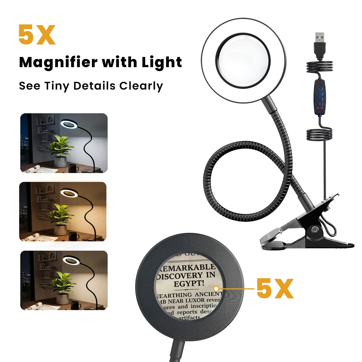 Smeileas Magnifying Lamp LED with Clamp