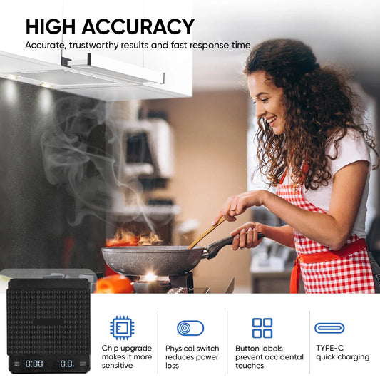 Kitchen Coffee Scale With Timer Rechargeable Digital Scale