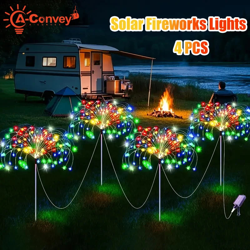 A-Convey Solar LED Fireworks Lights 8 Lighting Modes