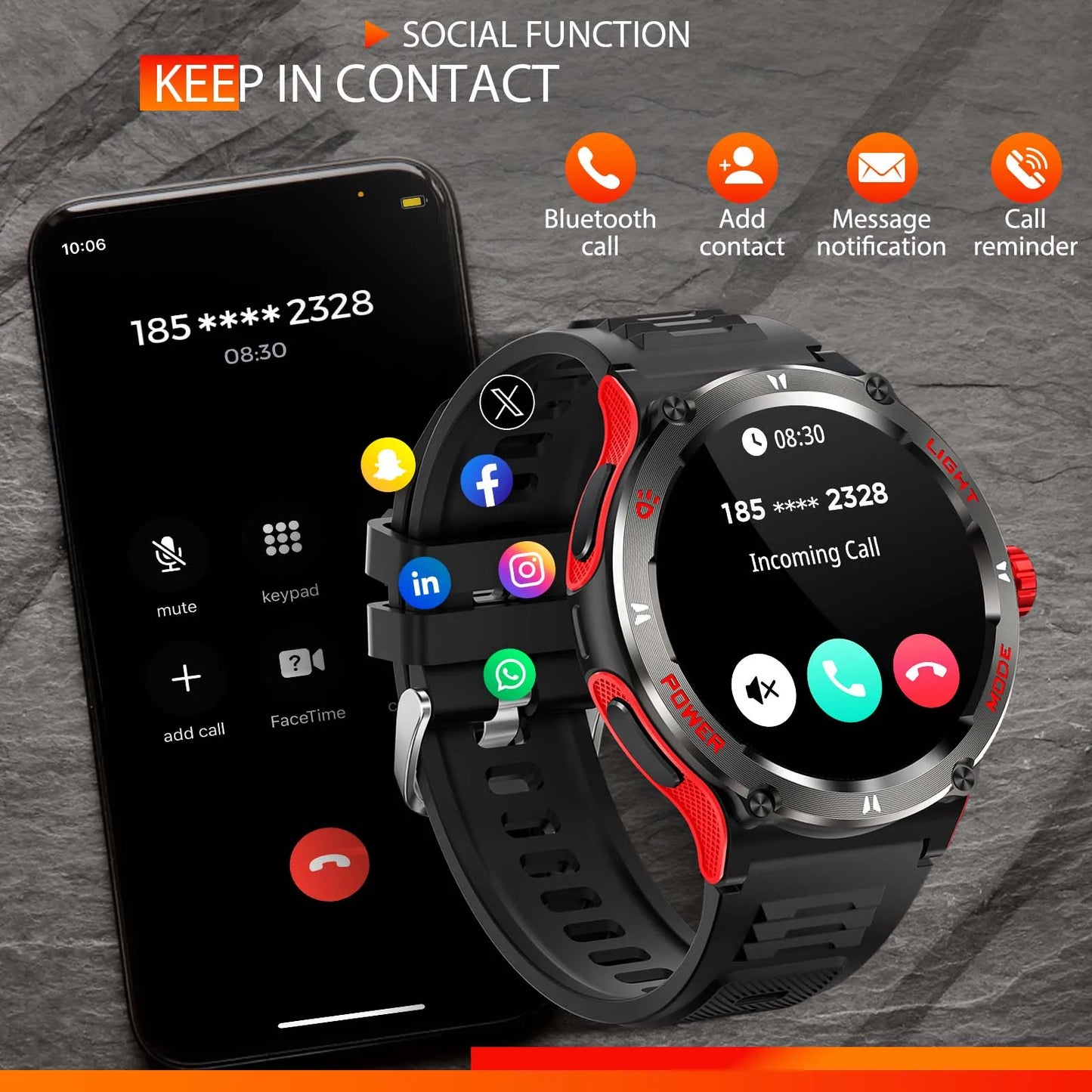 EIGIIS Smart Watch 3ATM Waterproof, Bluetooth Call