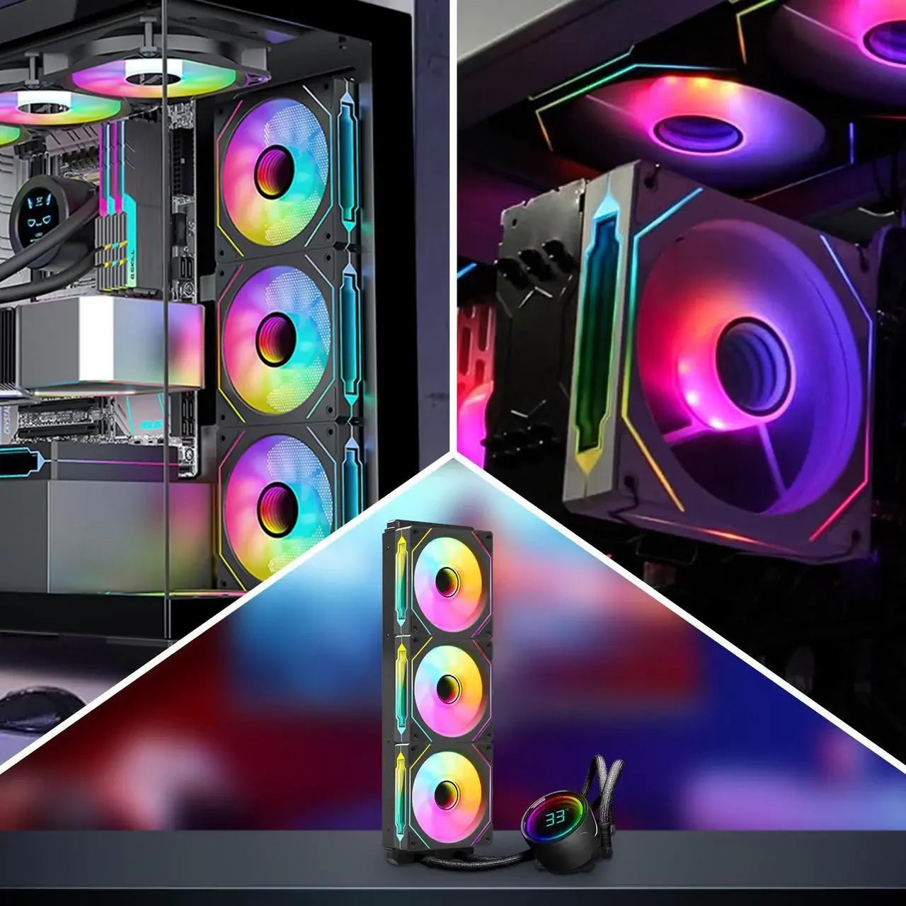 RGB Fans:6 pack 120mm PWM ARGB Case Fan with Fan Hub