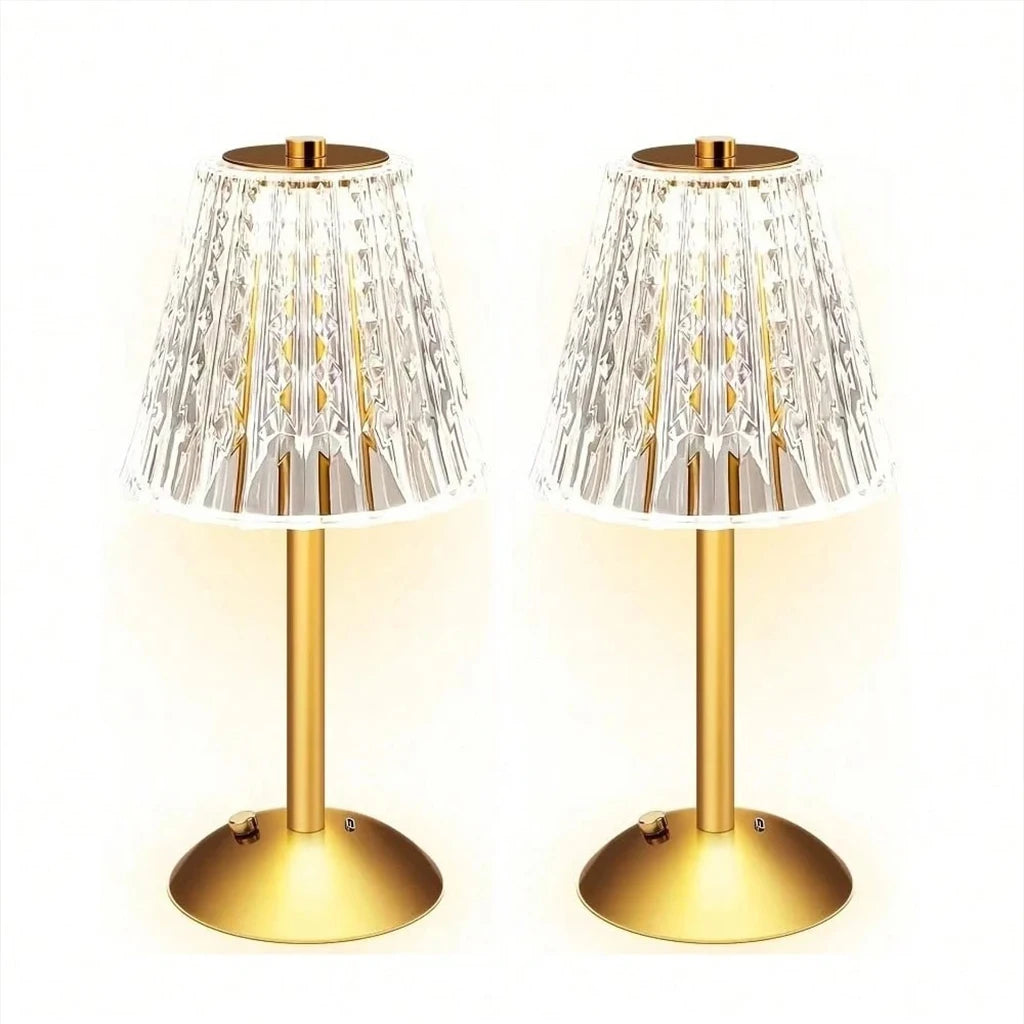 1/2 pcs Rechargeable Crystal Table Lamp with Touch Dimmable