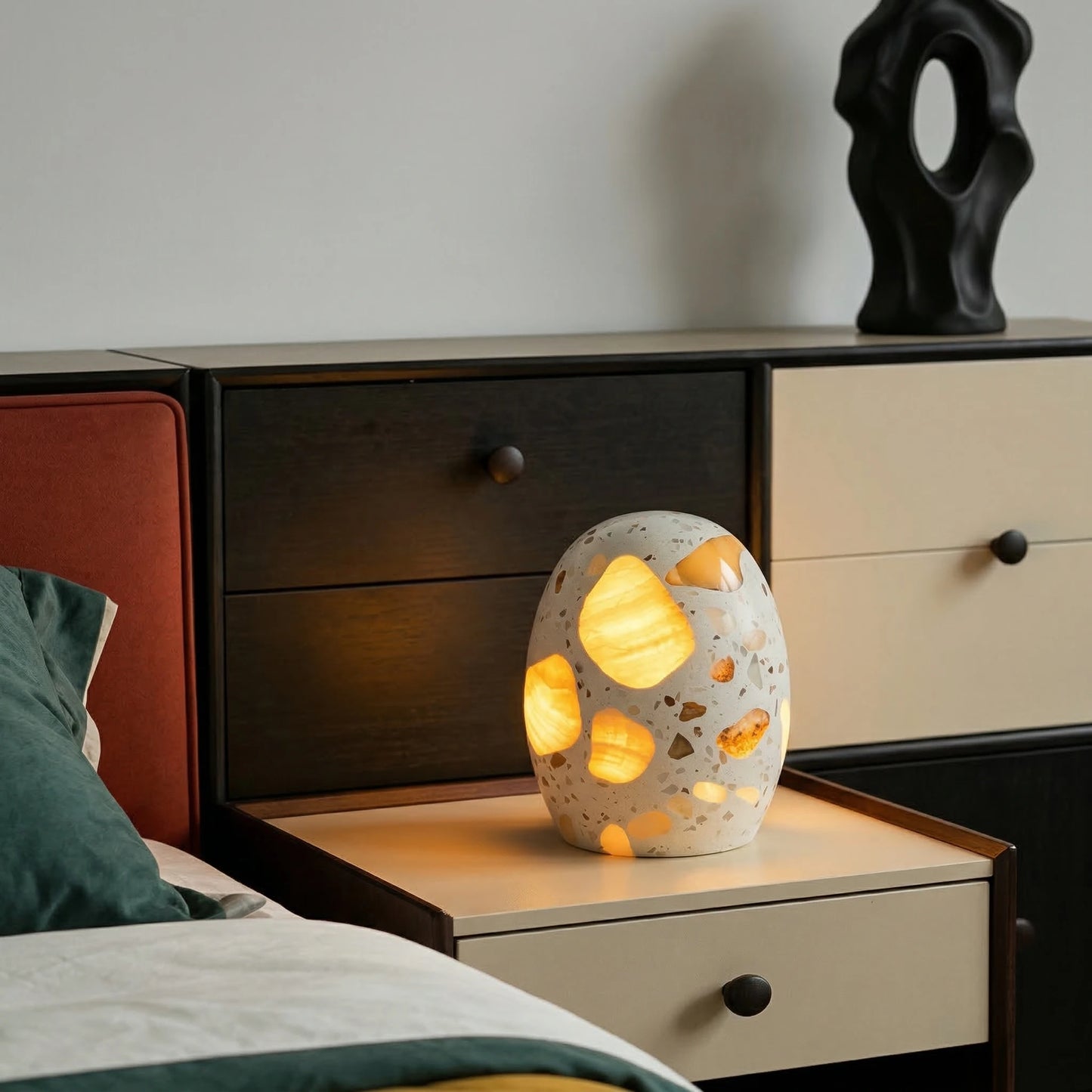 Marble Lamp Night Light, Touch Bedside Table Lamp