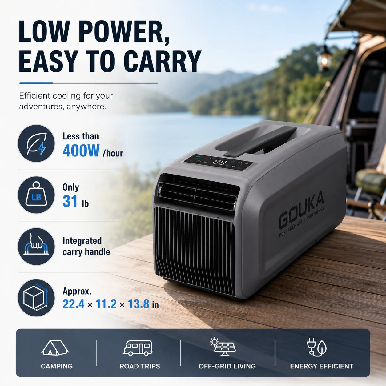 GOUKA 5200BTU 6-in-1 Portable Mobile Air Conditioner