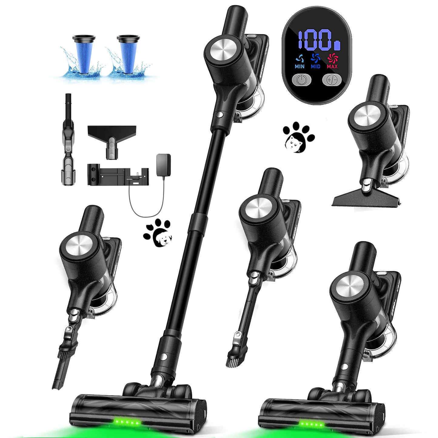 SUXIANGVAC 500W/55KPA Self-Standing Cordless Vacuum