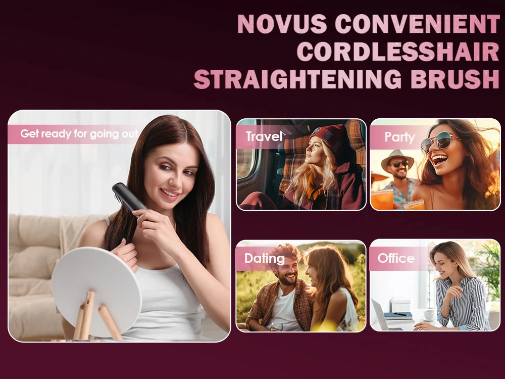 NOVUS Wireless Hair Straightener Brush Electric