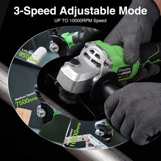TaskStar 10000 RPM Angle Grinder Kit Electric Brushless Polishing Cutting