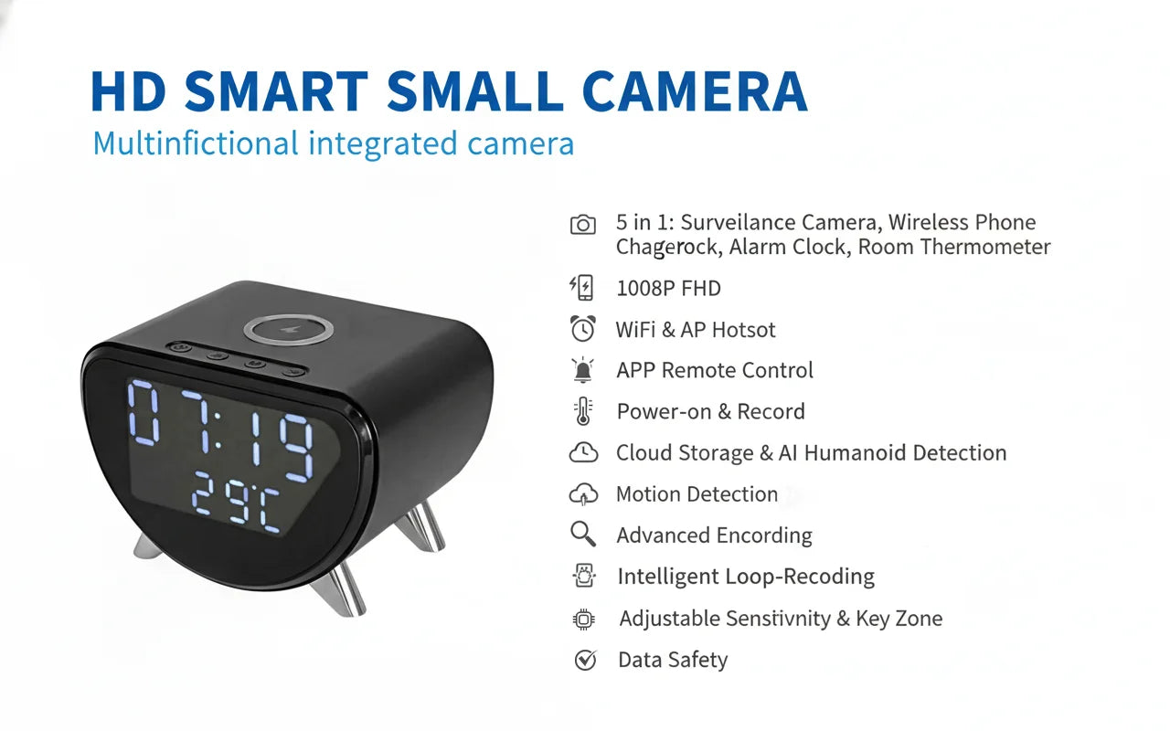 4K UHD WiFi Clock Camera, Indoor Surveillance