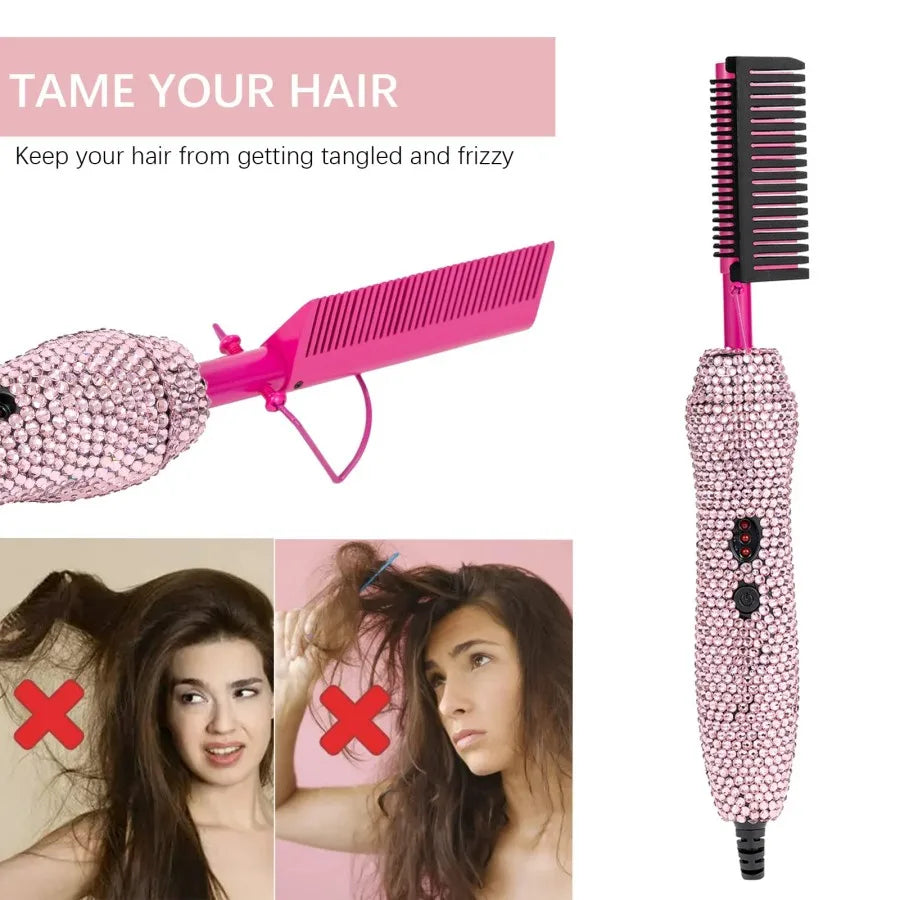 GOIPLE 3-In-1 Electric Hot Press Straightening Curler Comb Set